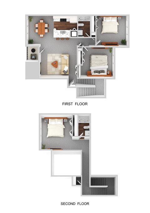 Floor plan for 3 beds, 2 baths, 1300 sqft